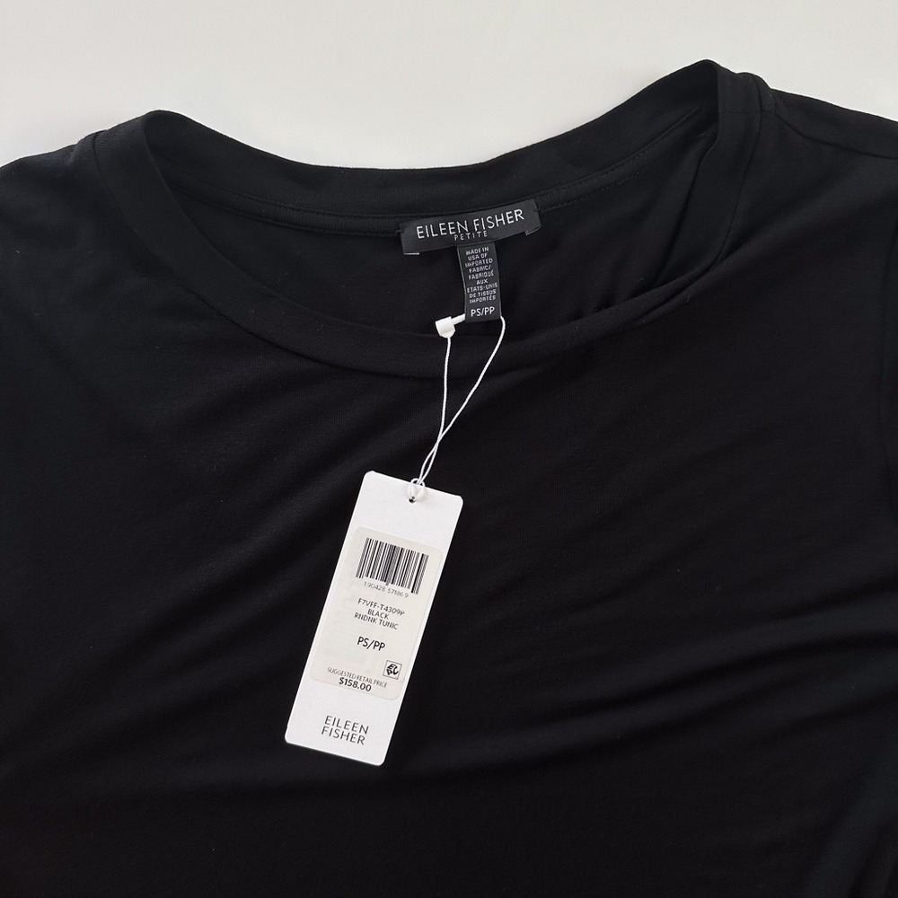 Eileen Fisher Round Neck Viscose Jersey‎ Tunic Side Slits - PS - Picture 5 of 9